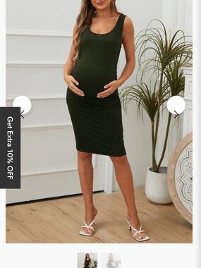 Sleeveless Olive Midi Tank Dress - Maternity Friendly